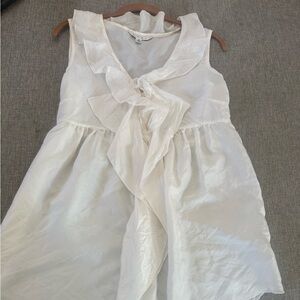 CAbi White silk Ruched Halter Top for Summer